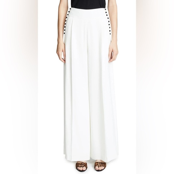 ADEAM Buttoned Wide Leg Pleated Pant Trousers Size 2 - Picture 1 of 15